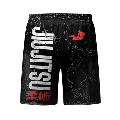 New Jiu Jitsu Rashguard MMA T-Shirt +Pants for Men 4Pcs/Set Brazilian Grappling Bjj Boxing Rash Guard Sport Clothing Gym Shorts