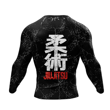 New Jiu Jitsu Rashguard MMA T-Shirt +Pants for Men 4Pcs/Set Brazilian Grappling Bjj Boxing Rash Guard Sport Clothing Gym Shorts